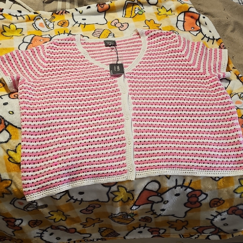 Ninety Pink and White Crochet Knitwear
